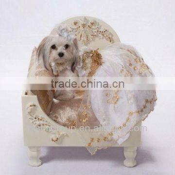 Heavenly pet wedding bed, peace aristocratic cream-colored bed, (BG800012)