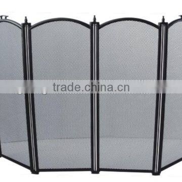 black iron folding fire screen