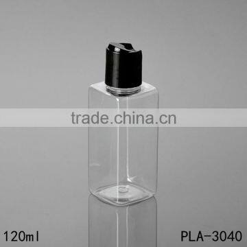 Cosmetic Packaging Flat Shoulder Clear Beard Oil Lotion Square 250ml Rectangle Plastic Shampoo Bottle With Golden Disc Top Cap photo-2