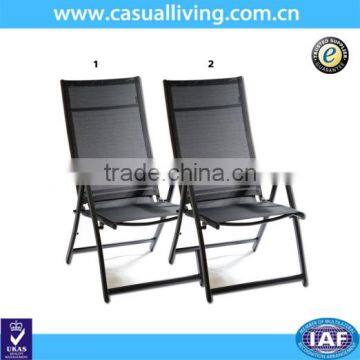 Outdoor Garden Patio Steel Frame Textile Folding Reclining Chairs with Plastic Arms