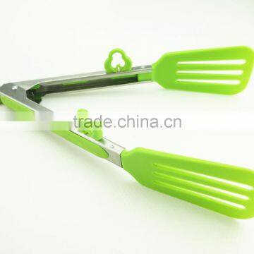 35079 Slotted Nylon Kitchen Tongs BBQ Cooking Food Salad Tongs With Holder Stand photo-2