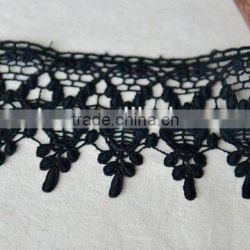 D715 2013 Hot sell hig quality pretty ladies embroidery cotton black flower lace