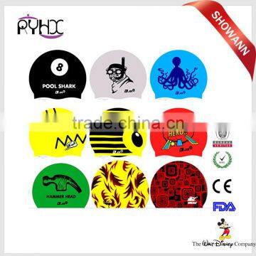 Customized Logo 100% Silicone Swimming Cap With Adult and Kid Size photo-6