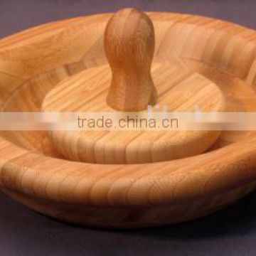 FDA&LFGB, Bamboo Mortar and Pestle Set