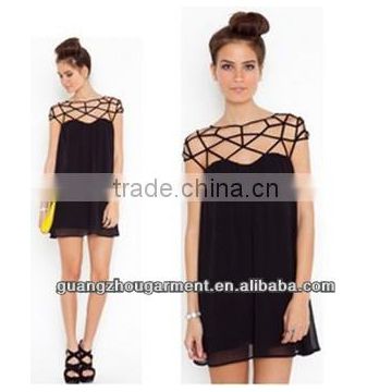 2014 fashion ladies cut out shoulder top part ladies dress for evening daily wear oem manufacture in china