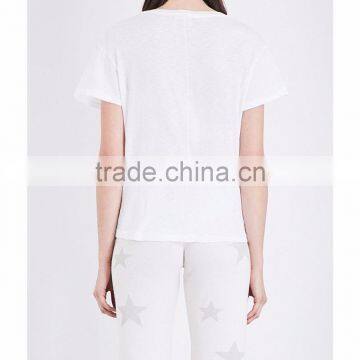Dropped Shoulders Short Sleeves Star Printed Cotton Jersey T-shirt(DQE0255T) photo-3