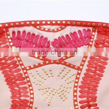 2015 Top Quality New Fashion Girl's Stripless Pink Nail Beaded Appliques Bandage Dress Special Occasion Dress photo-5