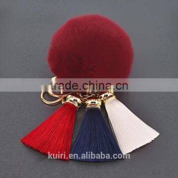 Fashion Tassel Pom Pom Fur Ball Keychain Wholesale Fur Pompoms Tassel Bag Charm 114A photo-2