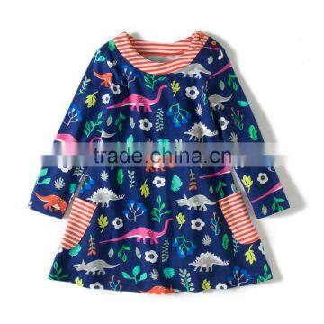 S33552W Girls Dresses Animal Print Girls New Fashion Long Sleeve Dress photo-4