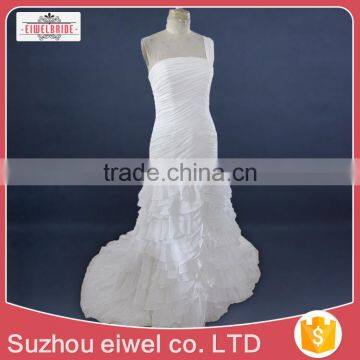 2017 China Manufacturer Customized Sleeveless Chiffon Pleated Skirt Wedding Dress