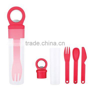 Plastic Utensil Set With Bottle Opener - Utensils Included Are Spoon, Fork and Knife and Comes With Your Logo photo-2