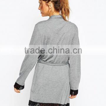 Sexy Fashion New Popular Comfortable Jersey Lace Trim Robe for Lady photo-3