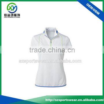 High Quality Quarter-Zipper Contrast Trim Women's Golf Polo Shirt