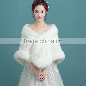 Autumn and winter imitation fox fur bride married fur wedding shawl thick cloak imitation rabbit hair warm wool jacket