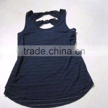 Guangzhou Shandao OEM Wholesale Casual Summer 95% Cotton 5% Spandex Breathable Quick Dry Fitness Women Bow Back Tank Top photo-3
