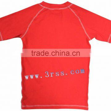 Boys Blank Red Rash Guard With UPF 50+ photo-2