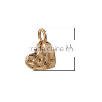 Zinc Based Alloy Hammered Charms Heart Gold Plated W/ Open Loop photo-2