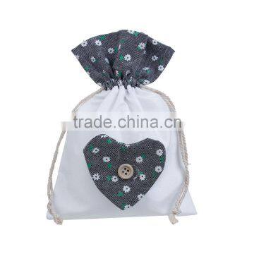 White & Gray Flower Pattern Christmas Custom Jute Jewelry Drawstring Bags photo-2