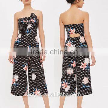 Anly ladies fashion apparel wholesale 2017 sublimation print bandeau off shoulder women jumpsuits