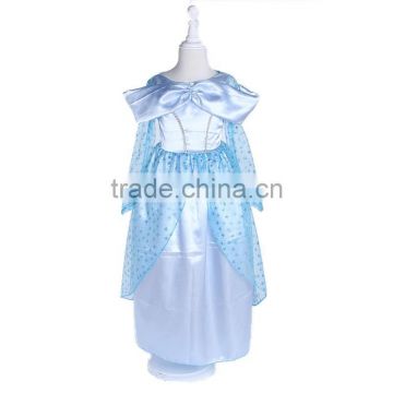 PD1637 blue satin and yarn dress up costumes children party kids costumes