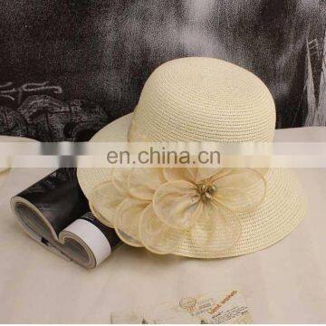 Dome Sunshade Hat Fashion Flower Yarn Straw Hat photo-4