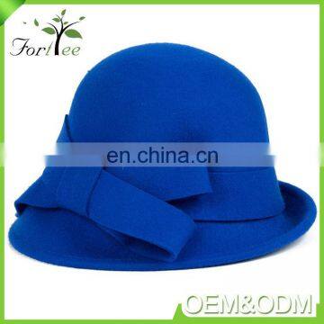 Promotion Fashion Korea Style Khaki Bowknot Felt Winter Women Fascinator Wide Brim Hat photo-6