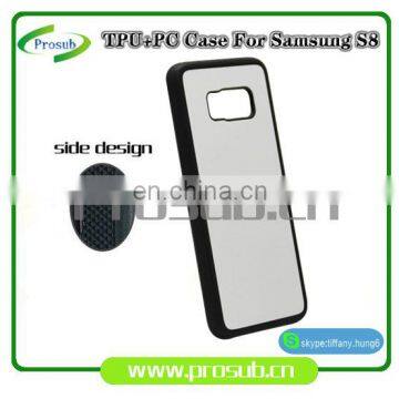 2d sublimation heat transfer PC +TPU silicon blank cell phone case with metal sheet for Prosub-Samsung S8