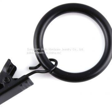 Black matte metal curtain rings with clips (1