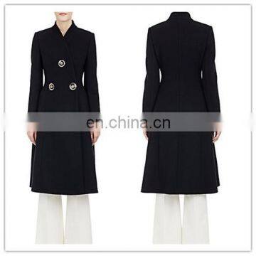 European new style embellished at front slim fit woolen Long winter coat with oversized buttons