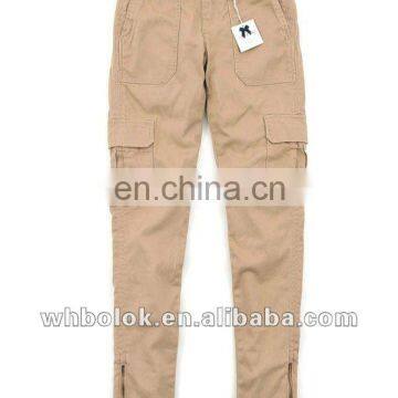 Fashion style lady cotton cargo pants women many pockets trousers khaki trousers