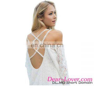 Fashion White Strappy Off Shoulder Lace Crochet Wholesale Beachwear