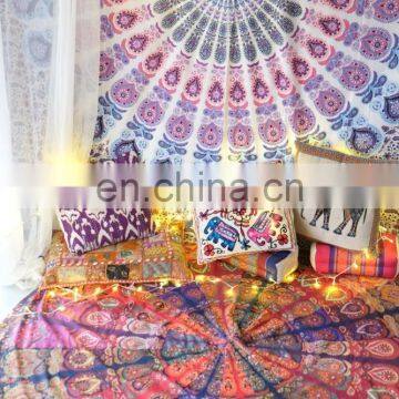 72" Indian Patchwork Mandala Hippie Round Roundie Tapestries Hippy Boho Gypsy Cotton Round Beach Throw Yoga Mat Tassel