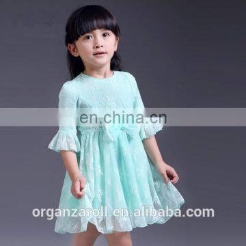 Beautiful flower printed organza fabric for fashion design small girls dress