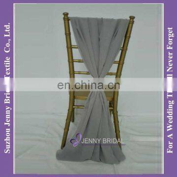 SH043Fgrey chiffon chiavari chair sash,chair cover for wedding