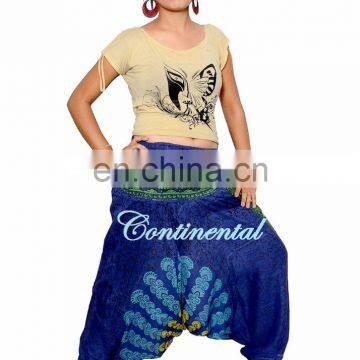 Women's Indian Boho Alibaba Hippie Pants Blue Mandala Harem Romper Pant One Size Loose Gypsy Hippie Baggy Pants Afghani Unisex