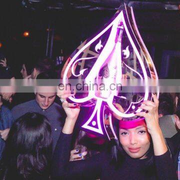 LED illuminated display stand for champagne wine bottle