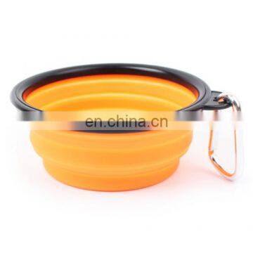 dropshipping cheap Portable Pet Folding Feeding Bowl Silicone Water Dish Feeder Puppy Travel Bowl, Random Color Delivery