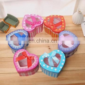 High quality elegant sweet heart shape paper wedding gift box with window and ribbon