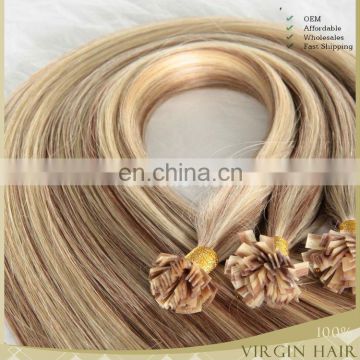 Wholesales brazilian virgin hair Keratin hair extension double drawn u tip v tip hair extension