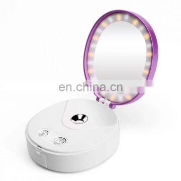 2018 New Arrival Multi-Functional Beauty Equipment Mini Electric Facial Led Makeup Mirror Steamer Mobile Power Bank photo-2