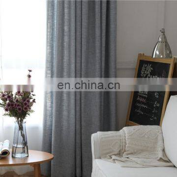 Polyester Linen Look Semi-blackout Simple Solid Color Plain Curtain Fabric photo-4