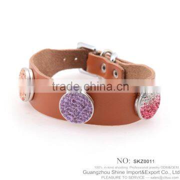 Hot Sale Real Genuine Leather Bracelet With Snap Button Bracelet photo-5