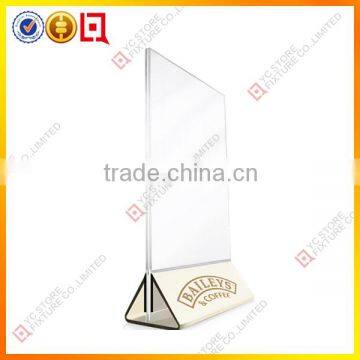 Acrylic menu holder with Triangle Base