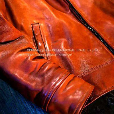 2021 High Quality Classic Men's Genuine Cowhide Leather Jacket photo-3