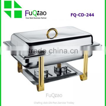 Luxury Best Selling Oblong Gold-plated Stainless Steel Buffet Chafing Dish for Hotel