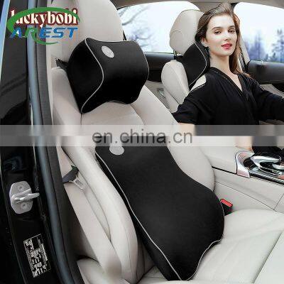 Car Neck Pillow Space Memory Cotton Back Support 1 Set Headrest Massage Cushion Cover Vehicular Car Pillow Auto Car Accessories