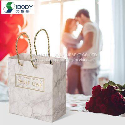 Customized white cardboard wedding cheap small shopping bag paper gift bag with handle