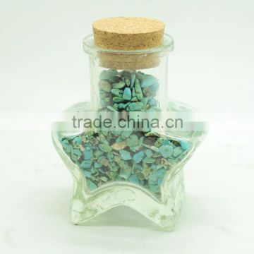 Star Shape Wishing Bottle with chip Turquoise Gemstone