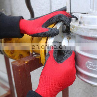 13G Crinkle Rubber Latex Knit Work Gloves Snug Fitting Polyester Nylon Shell Textured Coating Gloves For Construction photo-4