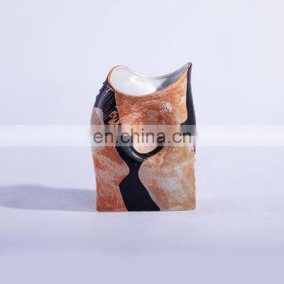 Irregular Porcelain Handmade Amber Vase For Interior Decoration photo-3